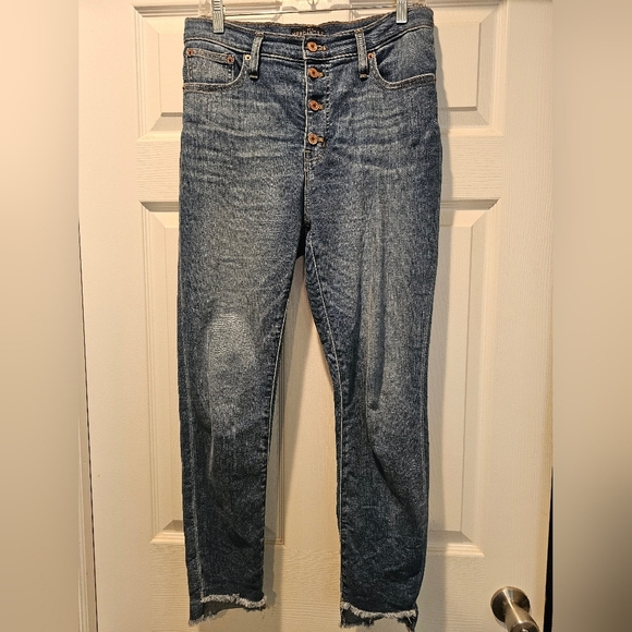 J. Crew Mercantile Size 28• High Rise 11.5" Skinny Button Fly Jeans Raw Step Hem - Picture 1 of 10